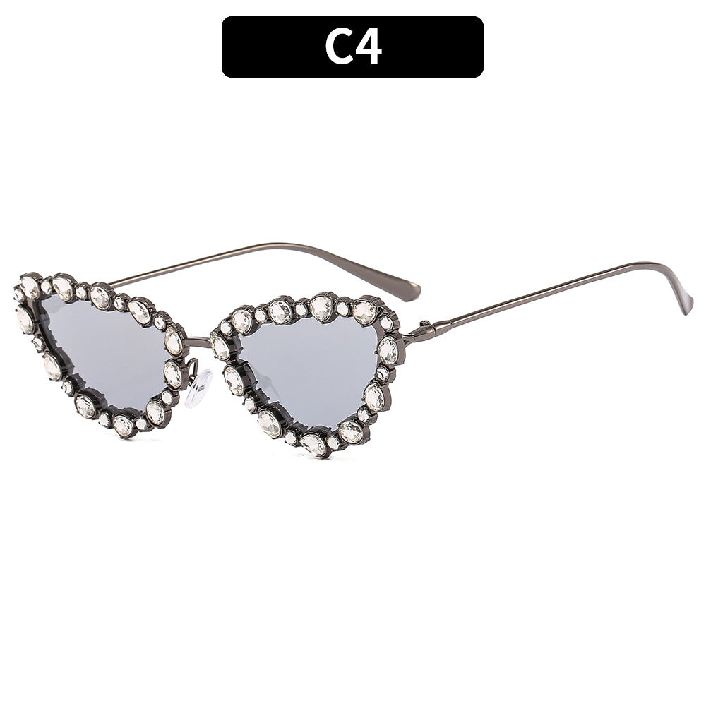 Wholesale PC Cat Eyes with Diamond Sunglasses